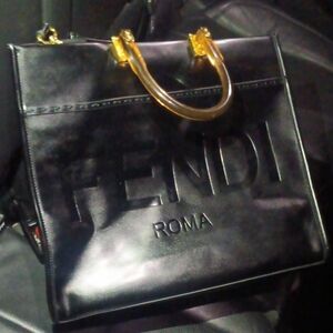 Fendi Black Tote with Gold Handles